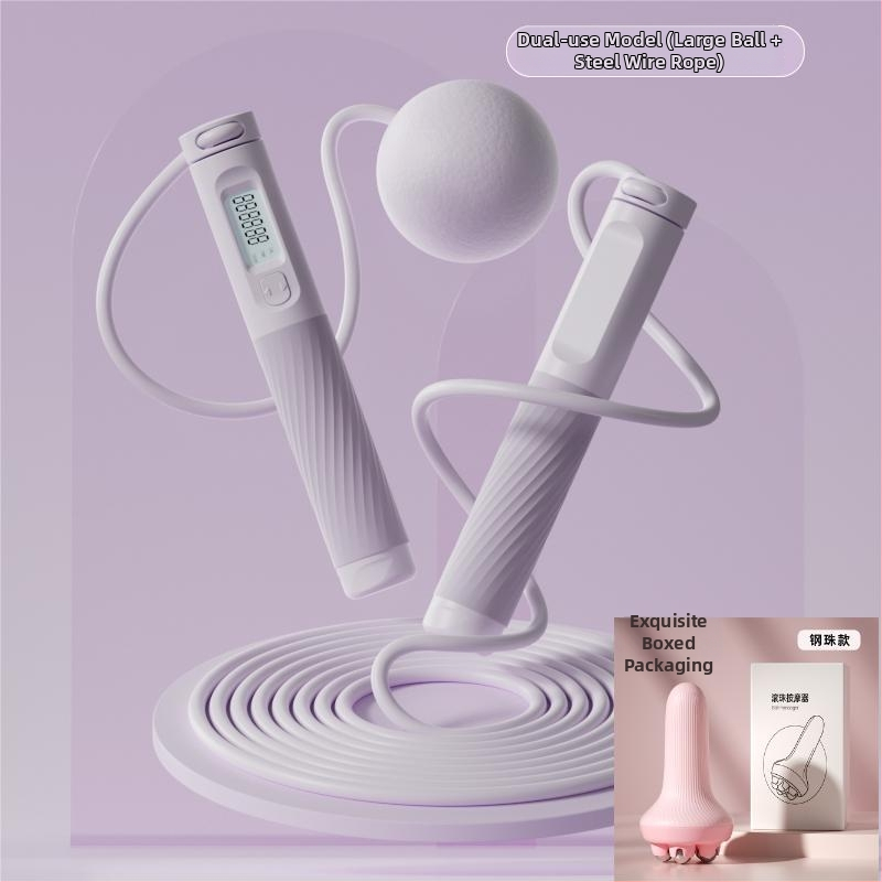 Bežično užad za preskakanje s elektroničkim brojačem, 3 m čelično uže, teška kugla, ABS ručke (unutarnji fitness za odrasle)