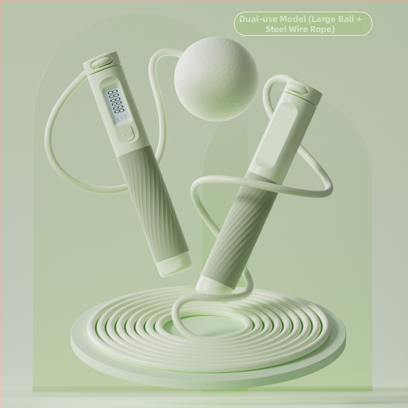 Bežično užad za preskakanje s elektroničkim brojačem, 3 m čelično uže, teška kugla, ABS ručke (unutarnji fitness za odrasle)