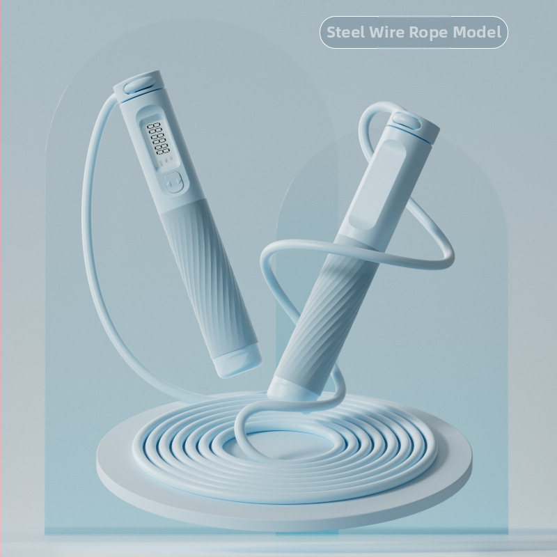 Bežično užad za preskakanje s elektroničkim brojačem, 3 m čelično uže, teška kugla, ABS ručke (unutarnji fitness za odrasle)