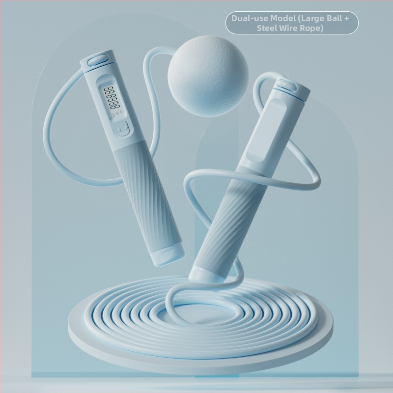 Bežično užad za preskakanje s elektroničkim brojačem, 3 m čelično uže, teška kugla, ABS ručke (unutarnji fitness za odrasle)