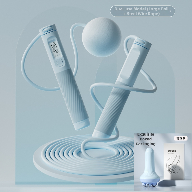 Bežično užad za preskakanje s elektroničkim brojačem, 3 m čelično uže, teška kugla, ABS ručke (unutarnji fitness za odrasle)