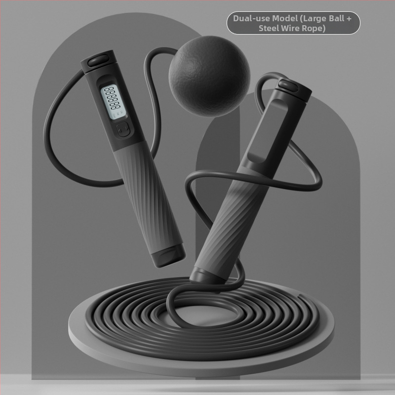 Bežično užad za preskakanje s elektroničkim brojačem, 3 m čelično uže, teška kugla, ABS ručke (unutarnji fitness za odrasle)