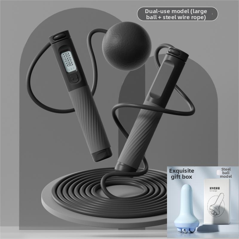 Bežično užad za preskakanje s elektroničkim brojačem, 3 m čelično uže, teška kugla, ABS ručke (unutarnji fitness za odrasle)