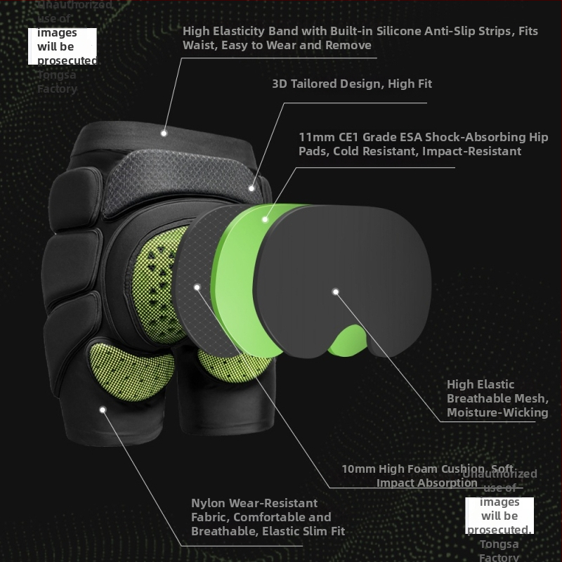 Protecție pentru șold și genunchi din spandex pentru adulți, echipament intern de protecție pentru schi și ciclism