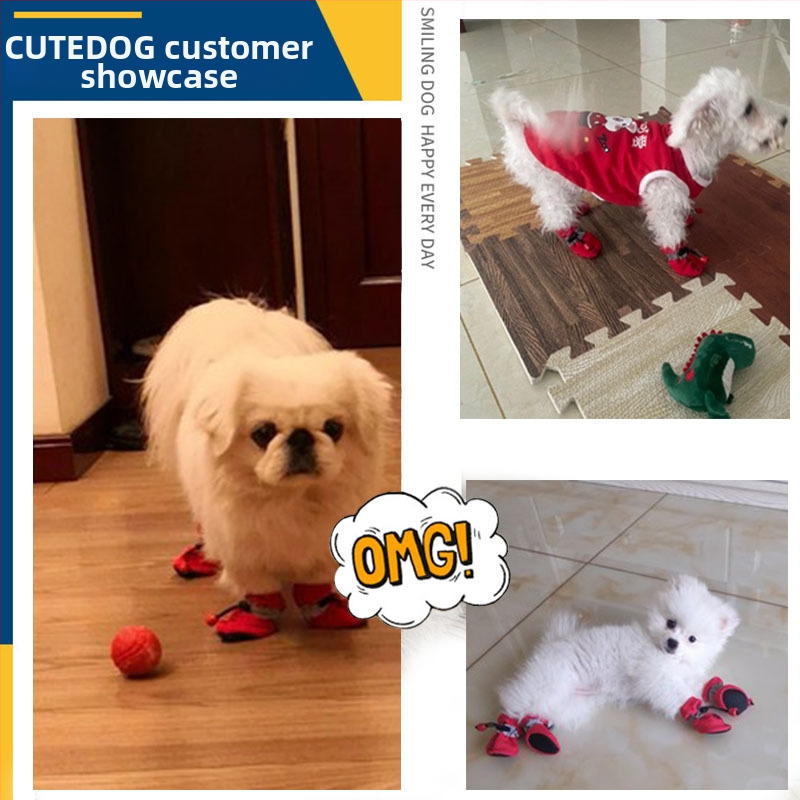 Pantofi pentru câini din cauciuc, anti-derapare, impermeabili, utilizare universală, brand A cabbage pet, păstrează căldura