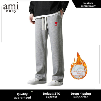 Pantaloni casual pentru bărbați, croială dreaptă, țesătură din bumbac cu dungi, croială lejeră (toamnă, talie medie, închidere cu șnur, bumbac, dungă)