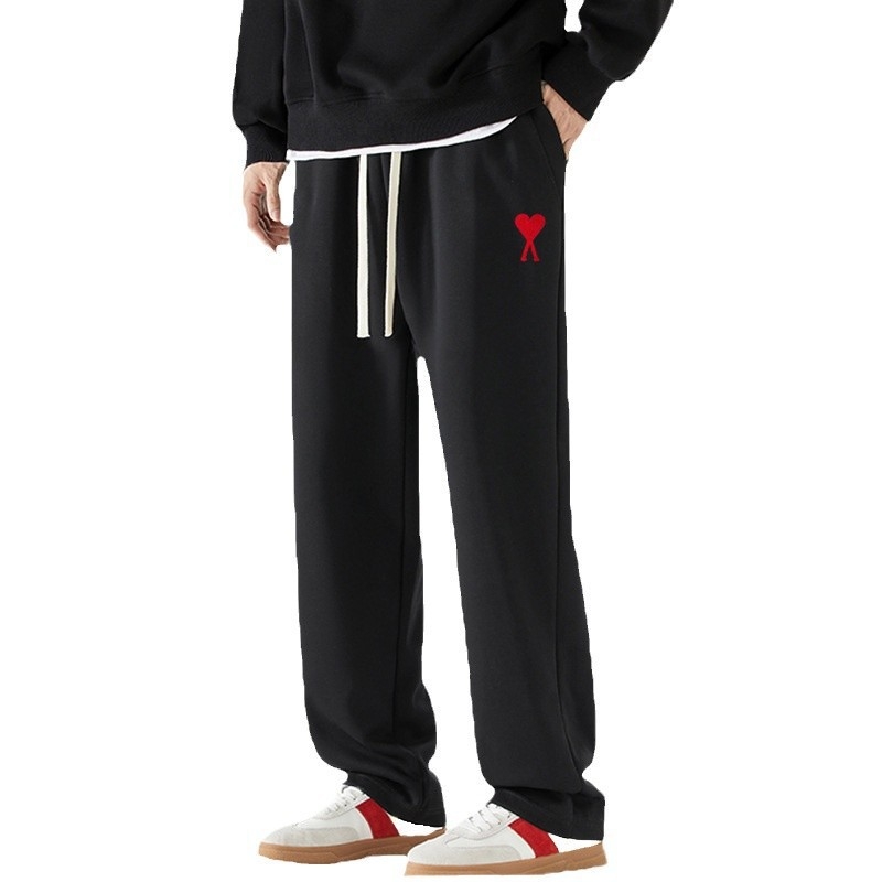 Pantaloni casual pentru bărbați, croială dreaptă, țesătură din bumbac cu dungi, croială lejeră (toamnă, talie medie, închidere cu șnur, bumbac, dungă)