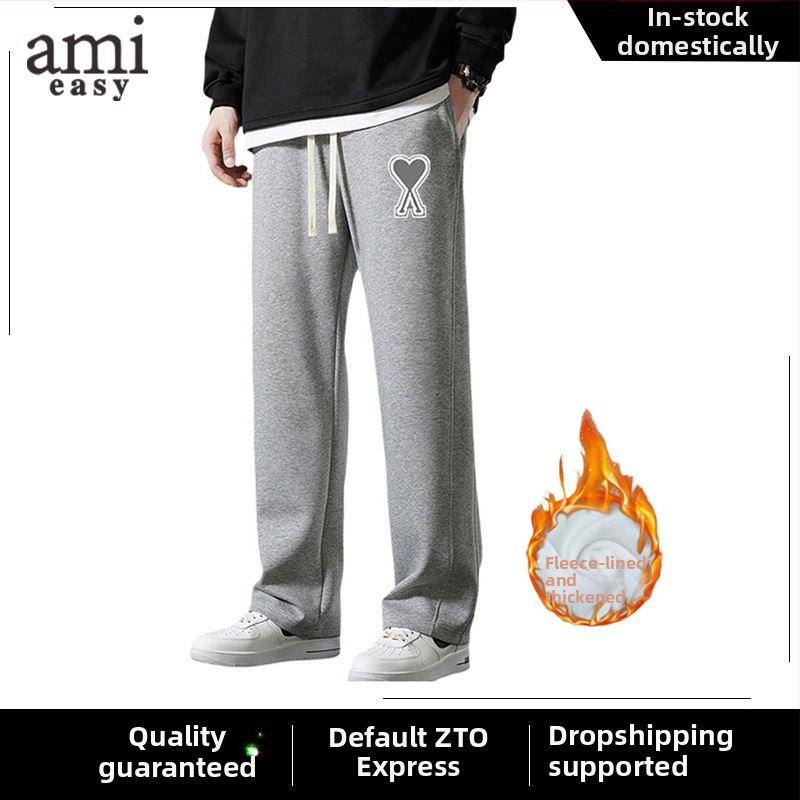 Pantaloni casual pentru bărbați, croială dreaptă, țesătură din bumbac cu dungi, croială lejeră (toamnă, talie medie, închidere cu șnur, bumbac, dungă)