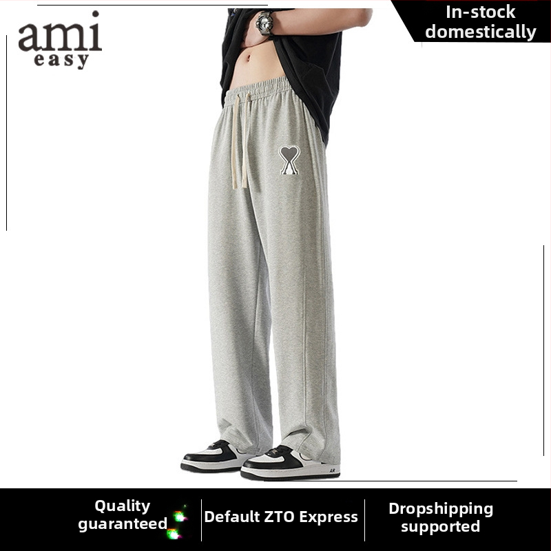 Pantaloni casual pentru bărbați, croială dreaptă, țesătură din bumbac cu dungi, croială lejeră (toamnă, talie medie, închidere cu șnur, bumbac, dungă)