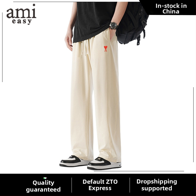 Pantaloni casual pentru bărbați, croială dreaptă, țesătură din bumbac cu dungi, croială lejeră (toamnă, talie medie, închidere cu șnur, bumbac, dungă)