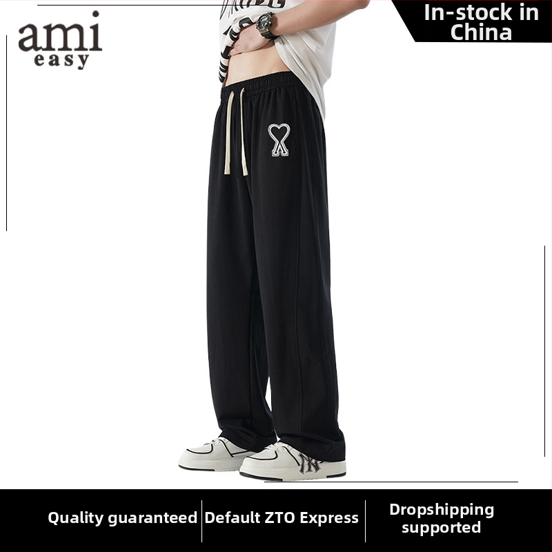 Pantaloni casual pentru bărbați, croială dreaptă, țesătură din bumbac cu dungi, croială lejeră (toamnă, talie medie, închidere cu șnur, bumbac, dungă)