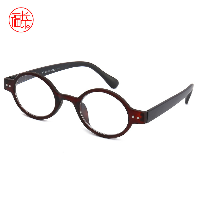 Naočale za čitanje s asfernim lećama od smole, okvir od PC-a, stil okruglog okvira, ovalna kutija, retro književno-umjetnički stil