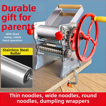Mașină manuală de aluat pentru uz casnic — multifuncțională, întinde aluatul și pregătește foi pentru gyoza/dumplings și tăiței