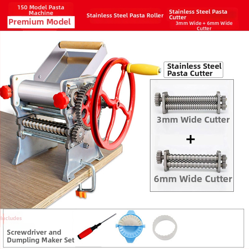 Mașină manuală de aluat pentru uz casnic — multifuncțională, întinde aluatul și pregătește foi pentru gyoza/dumplings și tăiței