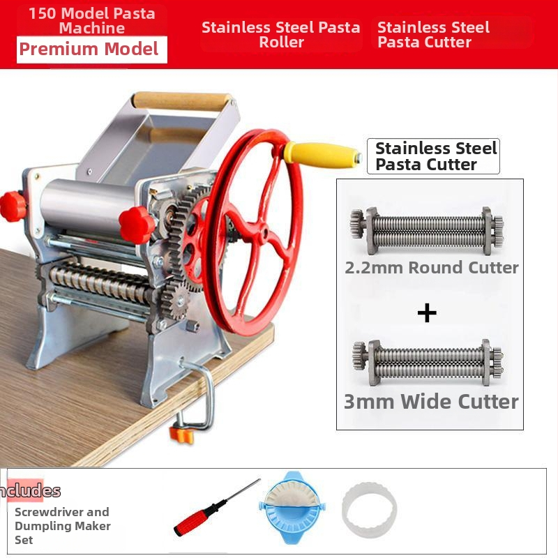Mașină manuală de aluat pentru uz casnic — multifuncțională, întinde aluatul și pregătește foi pentru gyoza/dumplings și tăiței