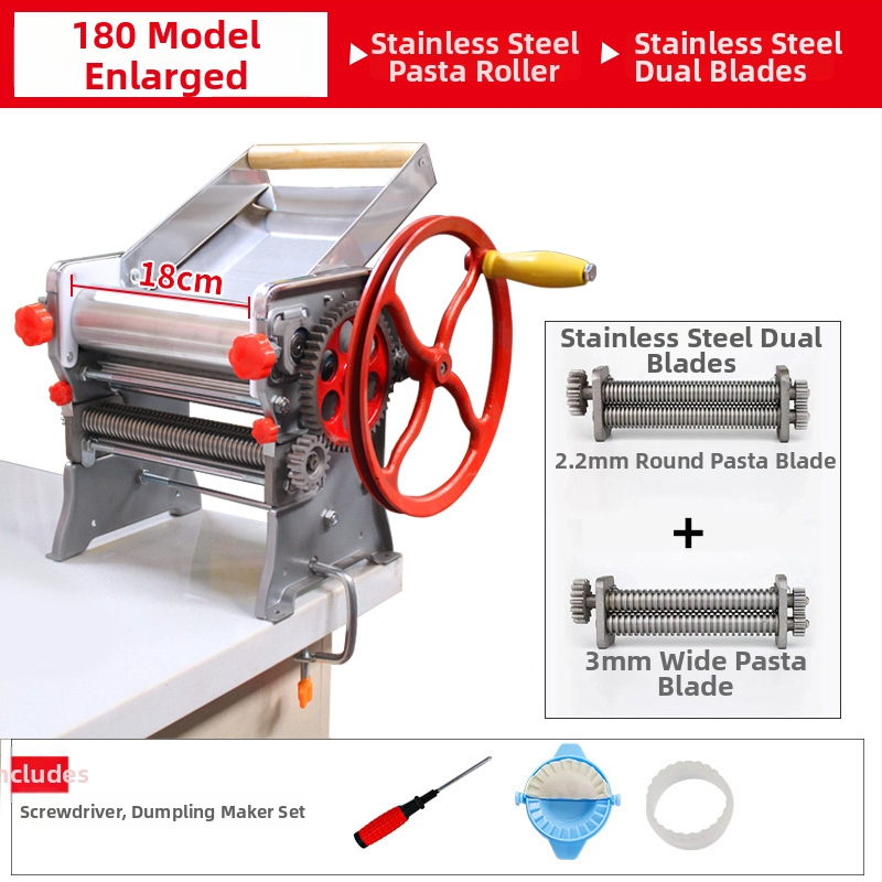 Mașină manuală de aluat pentru uz casnic — multifuncțională, întinde aluatul și pregătește foi pentru gyoza/dumplings și tăiței