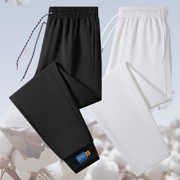 Pantaloni casual bărbătești drepti, talie medie, închidere cu șnur, țesătură poliester 91-95%, pentru primăvară și toamnă