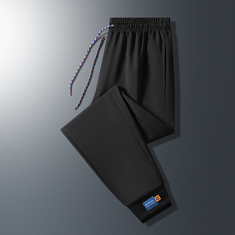 Pantaloni casual bărbătești drepti, talie medie, închidere cu șnur, țesătură poliester 91-95%, pentru primăvară și toamnă