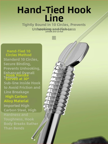 Haidi Cârlig de pescuit din nylon, cu mâner lung, cu două cârlige și linie de mansetă