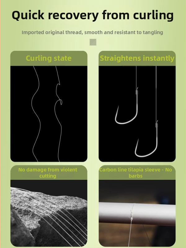 Haidi Cârlig de pescuit din nylon, cu mâner lung, cu două cârlige și linie de mansetă