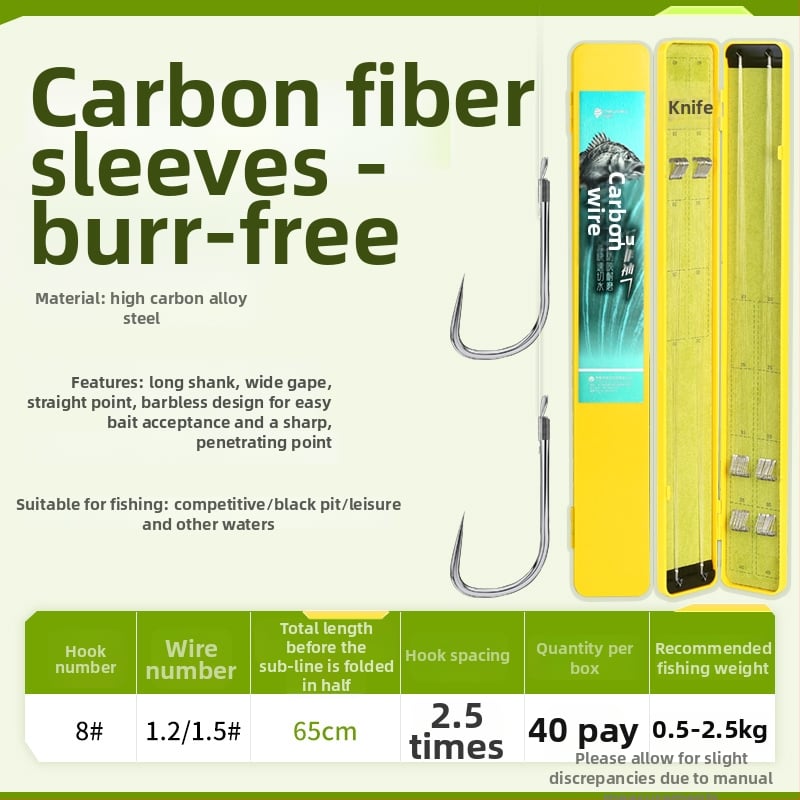 Haidi Cârlig de pescuit din nylon, cu mâner lung, cu două cârlige și linie de mansetă