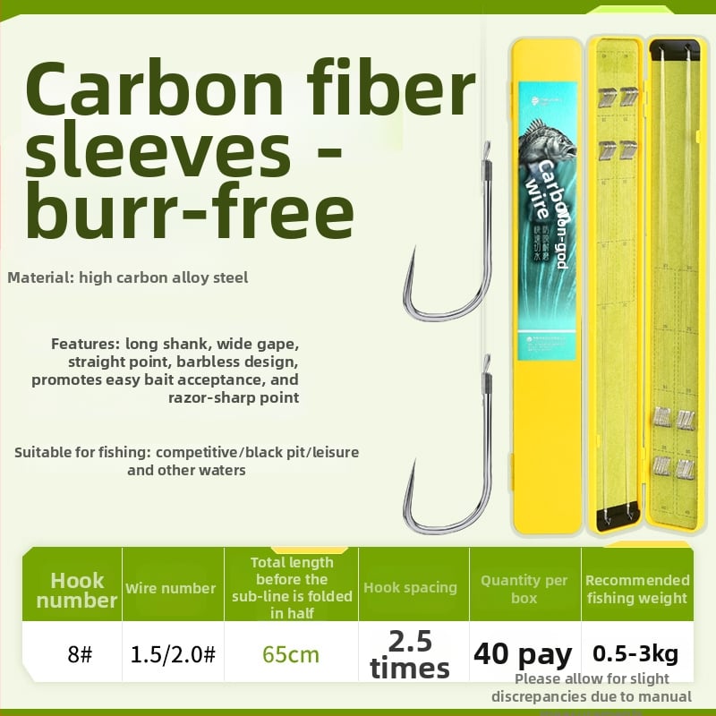 Haidi Cârlig de pescuit din nylon, cu mâner lung, cu două cârlige și linie de mansetă