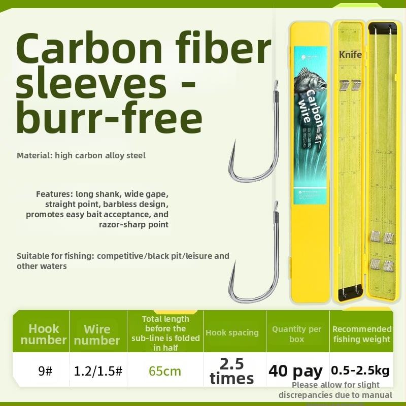 Haidi Cârlig de pescuit din nylon, cu mâner lung, cu două cârlige și linie de mansetă