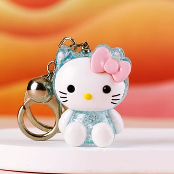 Akril kulcstartó fénylő macskával – világító dizájn, egyenként csomagolva