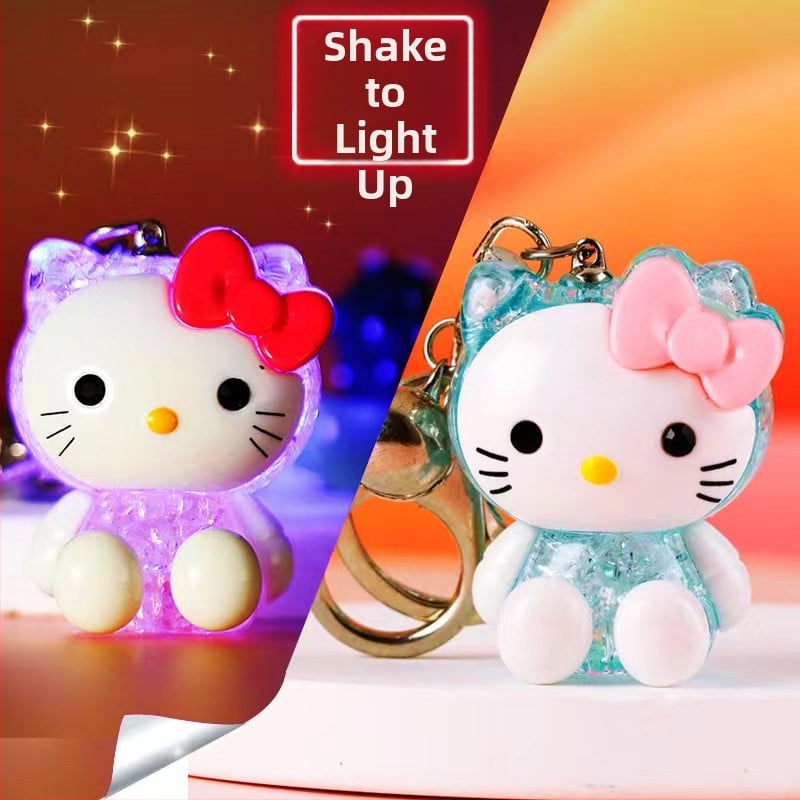 Akril kulcstartó fénylő macskával – világító dizájn, egyenként csomagolva