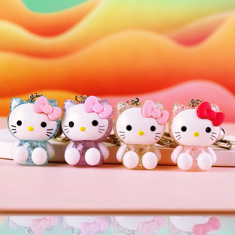 Akril kulcstartó fénylő macskával – világító dizájn, egyenként csomagolva