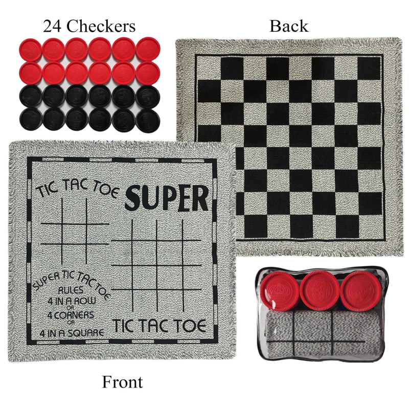 Set de jocuri de exterior 2 în 1 și 3 în 1: șah, dame, xiangqi și backgammon (Material: poliester-coton; Vârsta: 14+)