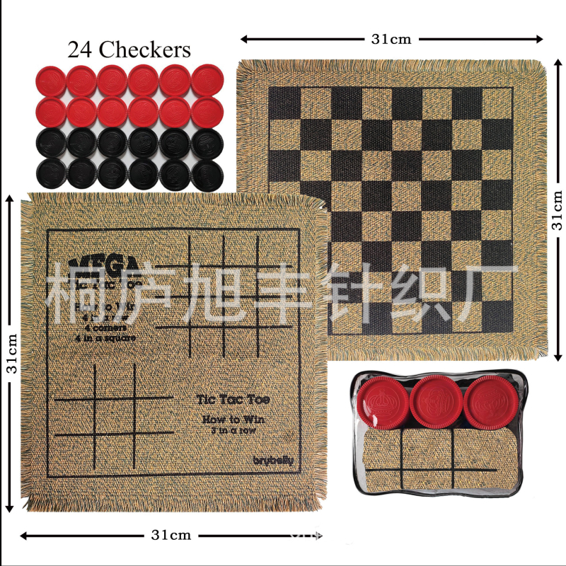 Set de jocuri de exterior 2 în 1 și 3 în 1: șah, dame, xiangqi și backgammon (Material: poliester-coton; Vârsta: 14+)