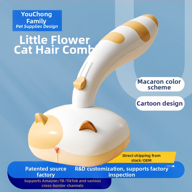 Hygienický hrebeň pre mačky a psy s nehrdzavejúcimi zubmi, ABS telo a TPE rukoväť, odstraňuje voľnú srsť a jemne masíruje