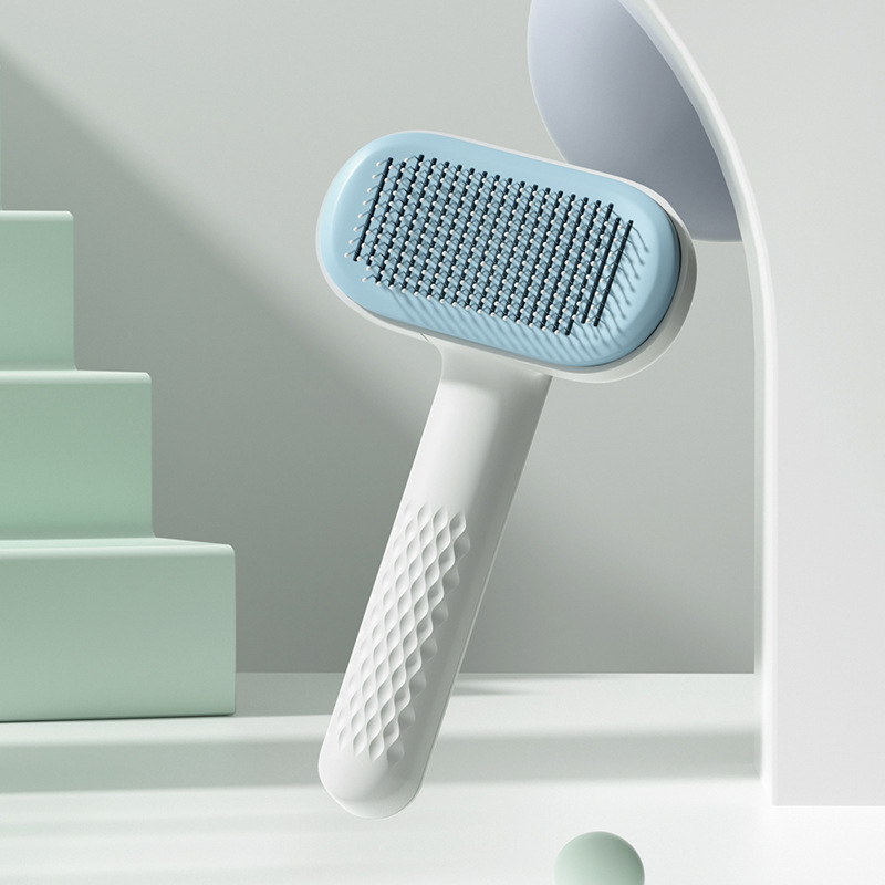 Pieptene de îngrijire pentru pisici și câini, cu dinți din oțel inoxidabil, corp ABS și mâner din TPE, elimină părul liber și oferă un masaj plăcut