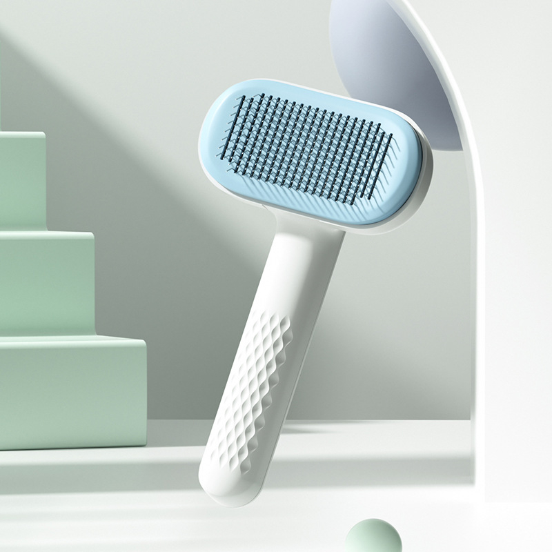 Pieptene de îngrijire pentru pisici și câini, cu dinți din oțel inoxidabil, corp ABS și mâner din TPE, elimină părul liber și oferă un masaj plăcut