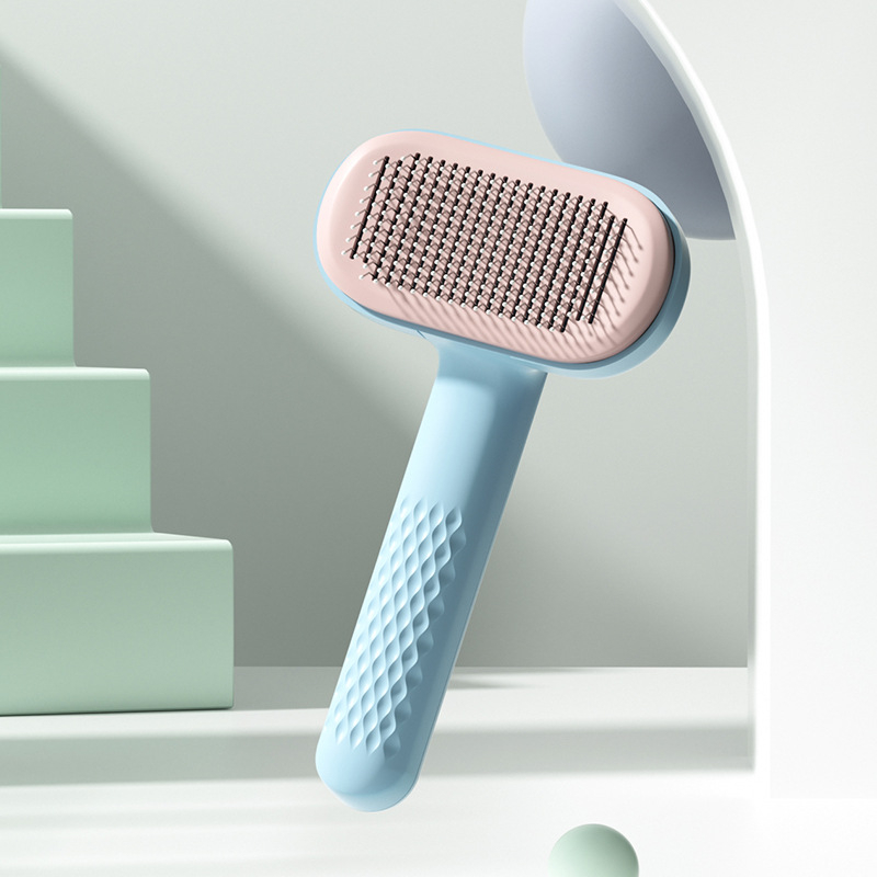 Pieptene de îngrijire pentru pisici și câini, cu dinți din oțel inoxidabil, corp ABS și mâner din TPE, elimină părul liber și oferă un masaj plăcut