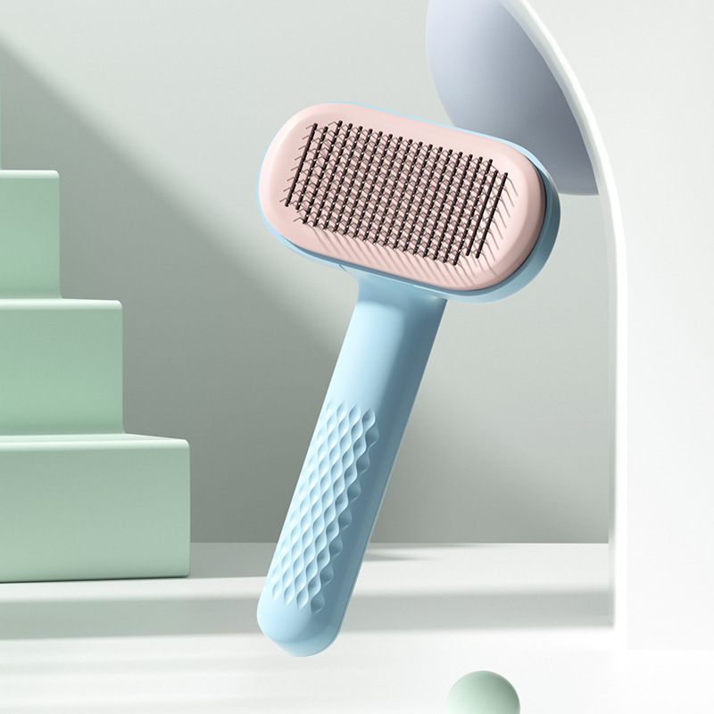 Pieptene de îngrijire pentru pisici și câini, cu dinți din oțel inoxidabil, corp ABS și mâner din TPE, elimină părul liber și oferă un masaj plăcut