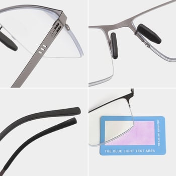 Naočale za čitanje s lećama protiv plavog svjetla, ultra lagane PC leće, metalni okvir s punim okvirom, za starije muškarce