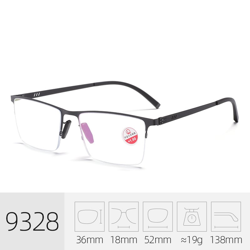 Naočale za čitanje s lećama protiv plavog svjetla, ultra lagane PC leće, metalni okvir s punim okvirom, za starije muškarce