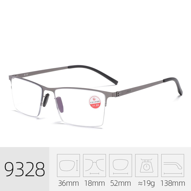 Naočale za čitanje s lećama protiv plavog svjetla, ultra lagane PC leće, metalni okvir s punim okvirom, za starije muškarce