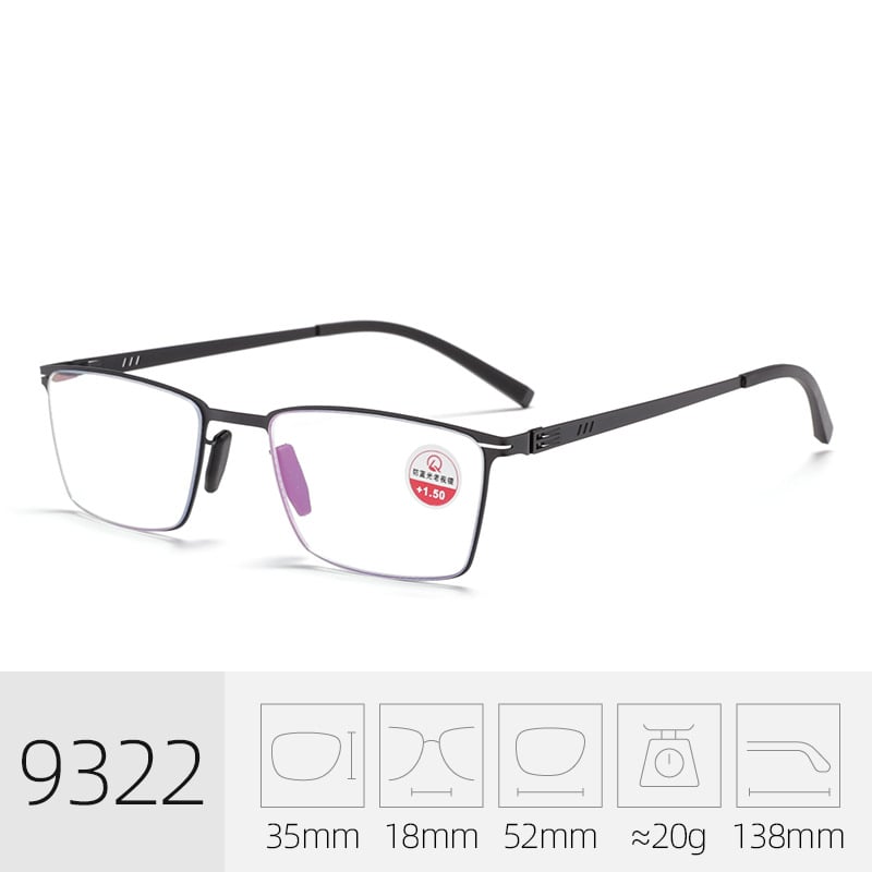 Naočale za čitanje s lećama protiv plavog svjetla, ultra lagane PC leće, metalni okvir s punim okvirom, za starije muškarce