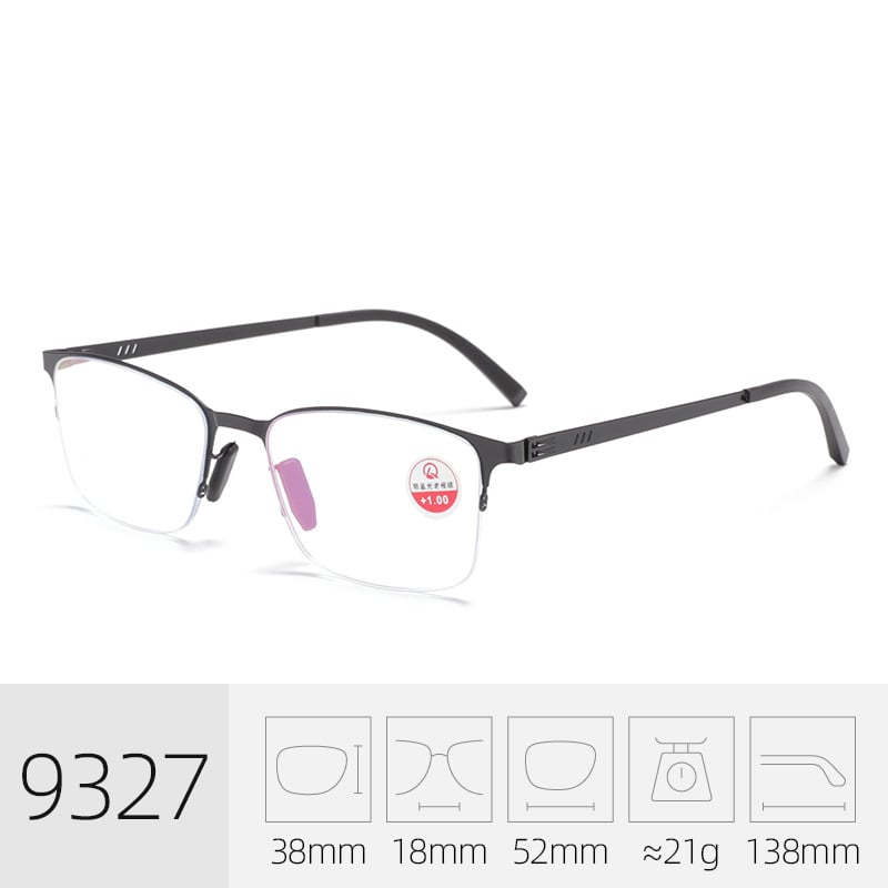 Naočale za čitanje s lećama protiv plavog svjetla, ultra lagane PC leće, metalni okvir s punim okvirom, za starije muškarce