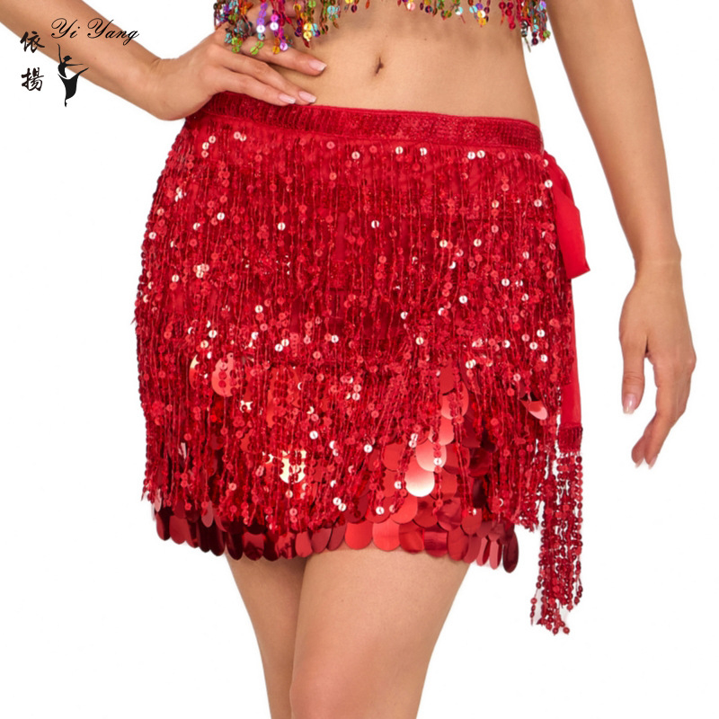 Kostim za belly dance s višeslojnim pojasom s resicama i šljokicama, poliester, sexy boemski pojas