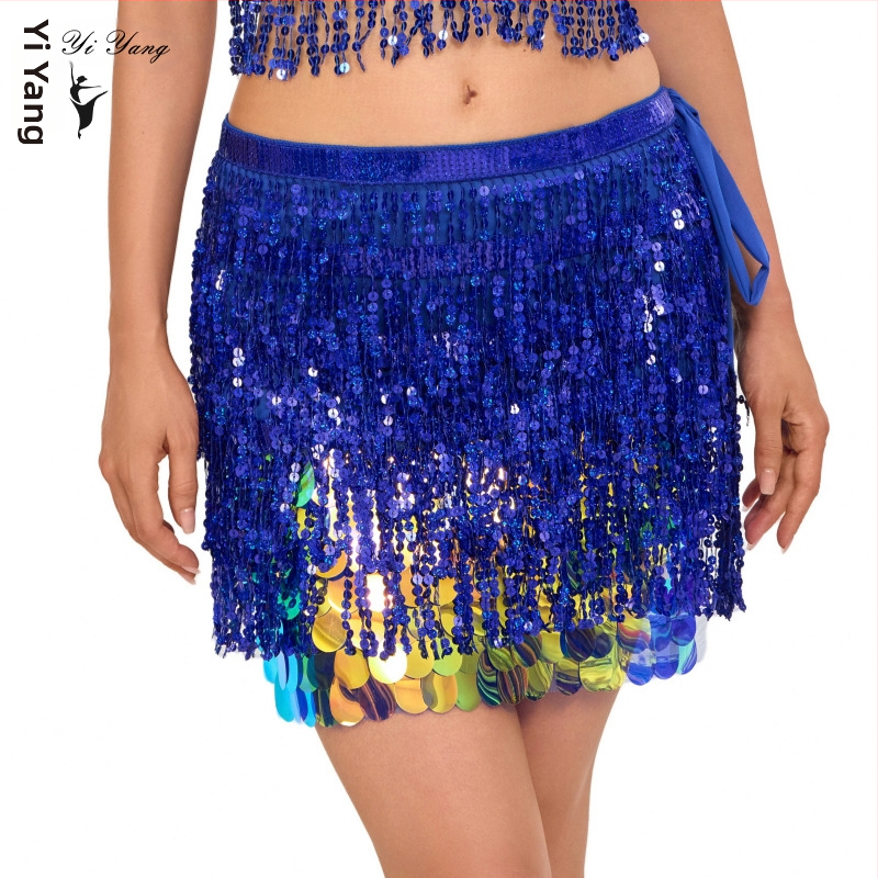 Kostým Belly Dance s viackrát vrstveným opaskom s flitrami, polyester, sexy bohémsky pás