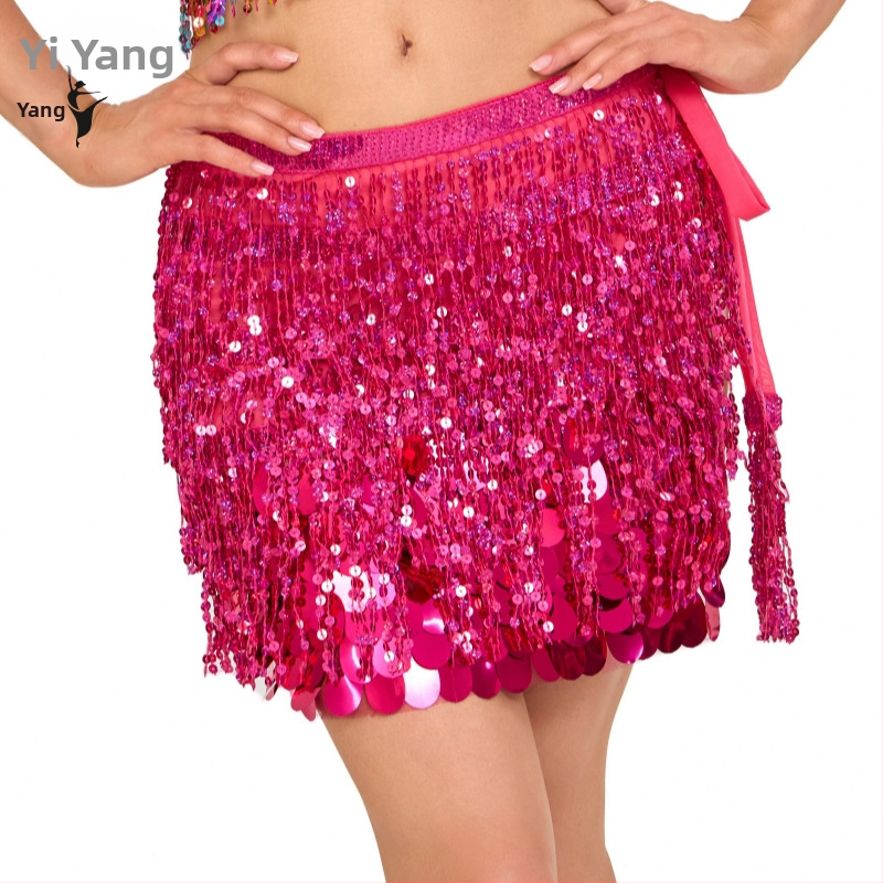 Kostým Belly Dance s viackrát vrstveným opaskom s flitrami, polyester, sexy bohémsky pás