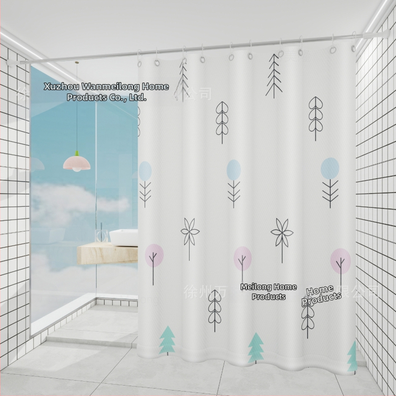 Polyesterový sprchový záves do kúpeľne, hrubší, vodotesný a plesňamodolný, s kresleným vzorom v etnickom štýle, prispôsobiteľný