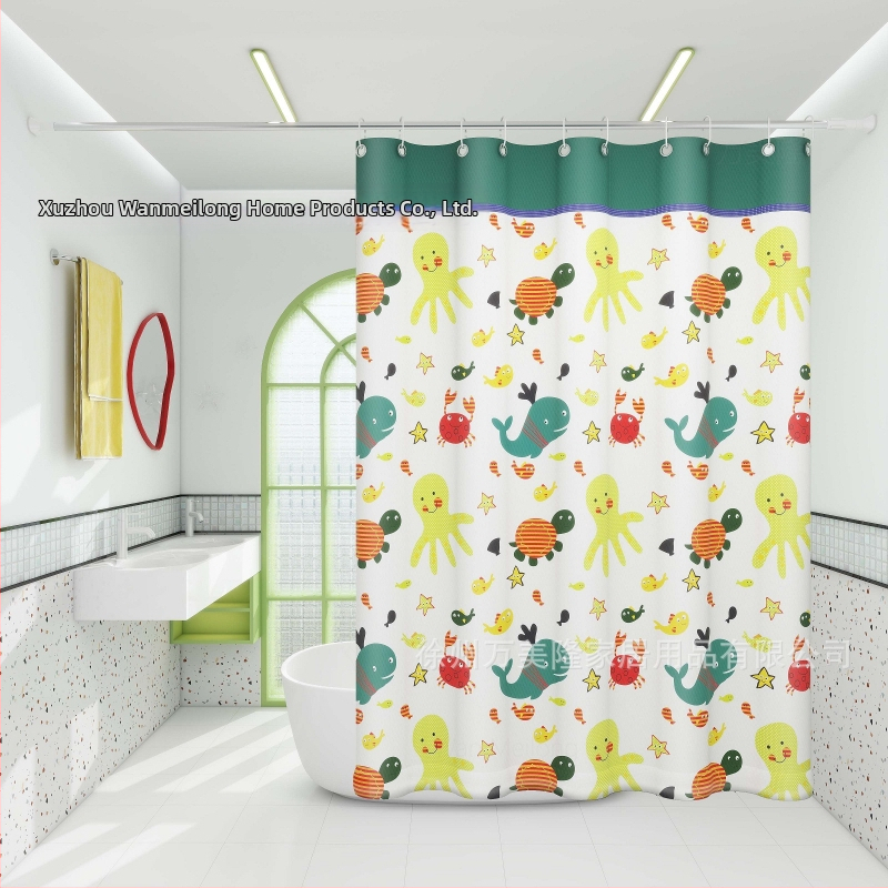 Polyesterový sprchový záves do kúpeľne, hrubší, vodotesný a plesňamodolný, s kresleným vzorom v etnickom štýle, prispôsobiteľný