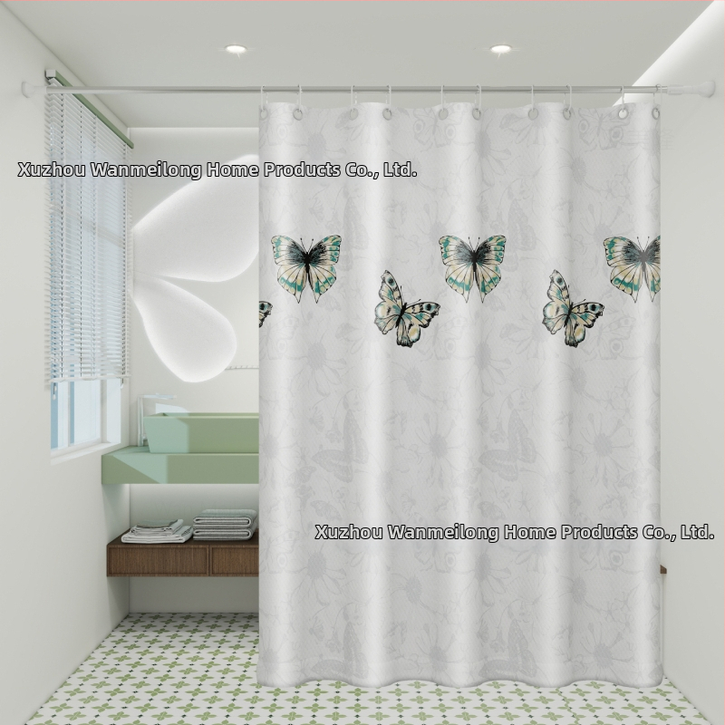 Polyesterový sprchový záves do kúpeľne, hrubší, vodotesný a plesňamodolný, s kresleným vzorom v etnickom štýle, prispôsobiteľný