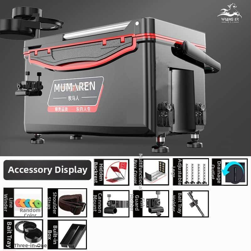 Wrangler box na ryby, kompletný set, vysoký objem 25–32 L, ľahký, plastový, bez montáže