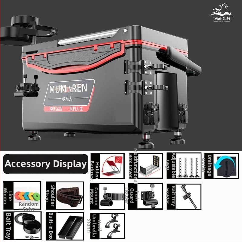 Wrangler box na ryby, kompletný set, vysoký objem 25–32 L, ľahký, plastový, bez montáže